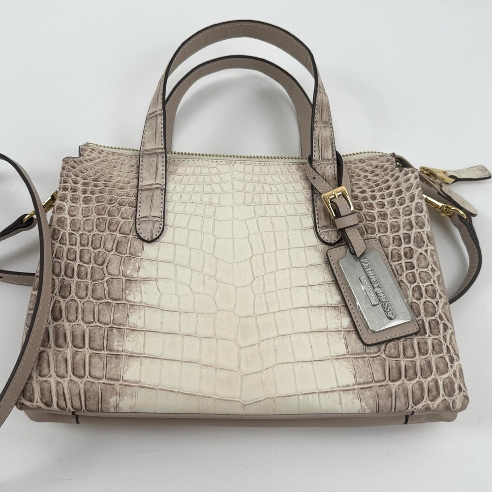 Niloticus crocodile Pelley Lusso two way bag NWT blue interior/adjustable strap