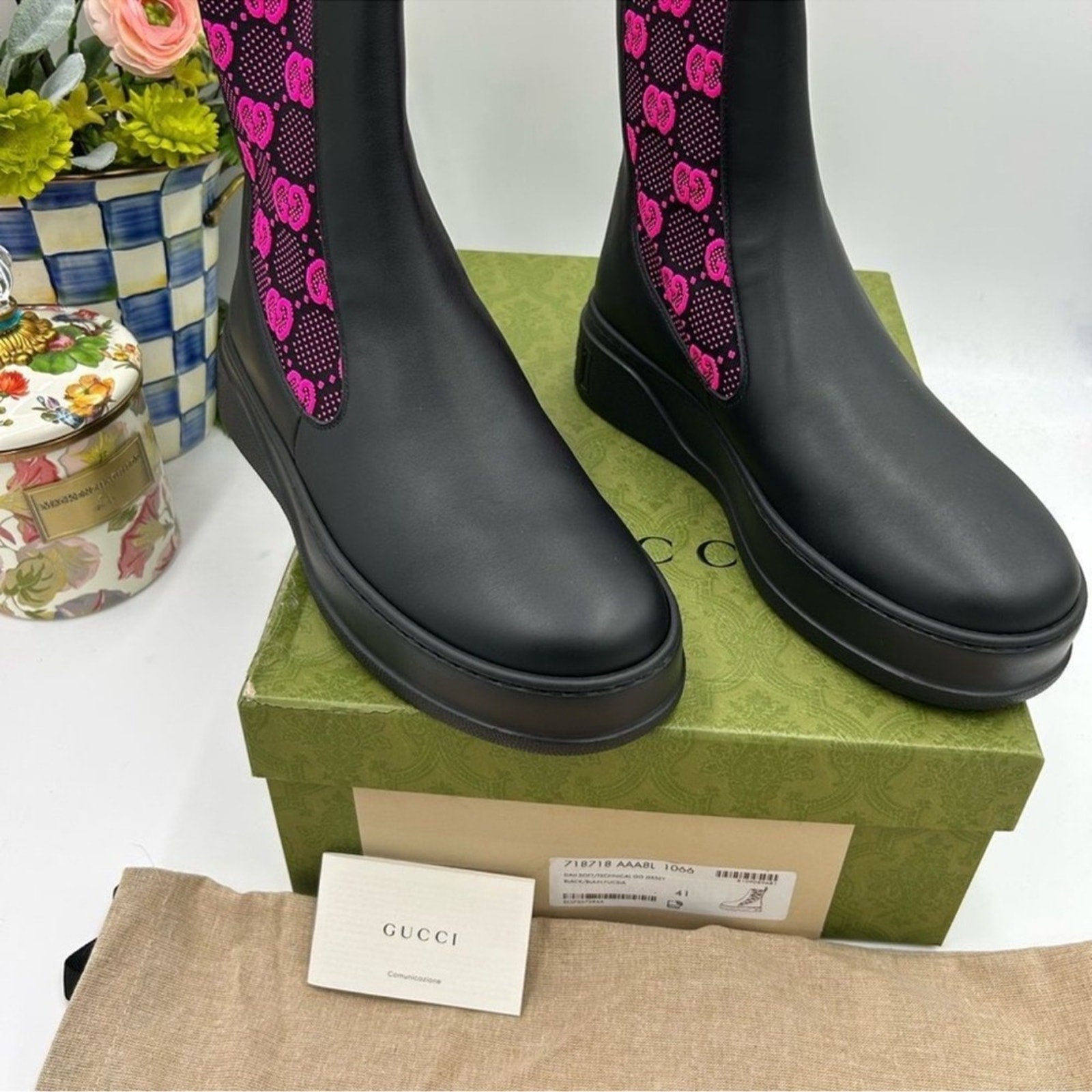 Women's Gucci GG motif Leather, Chelsea boots size 41 made in Italy
