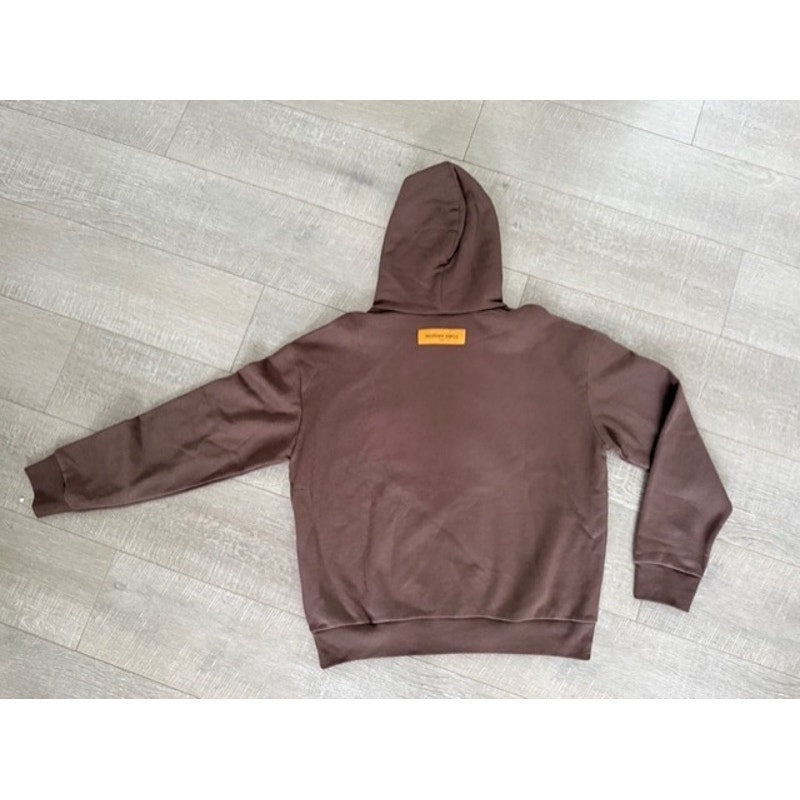 Men’s Louis Vuitton Bumble Bee Flock Patch Hoodie – Chocolate Brown Size L – NWT