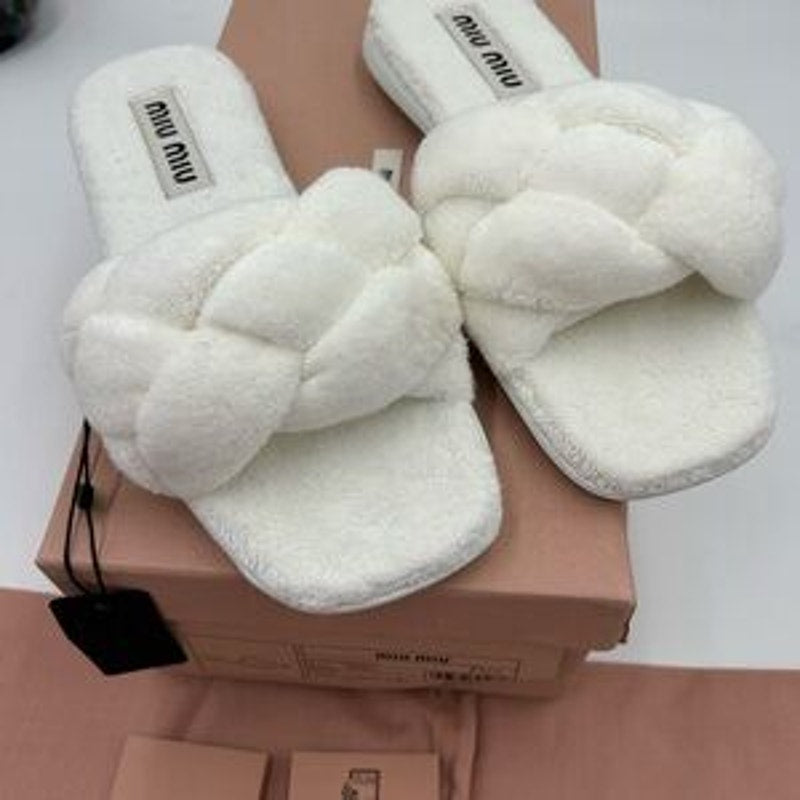 Women's Miu Miu Terry cloth slide sandals size 37.5 made in Italy