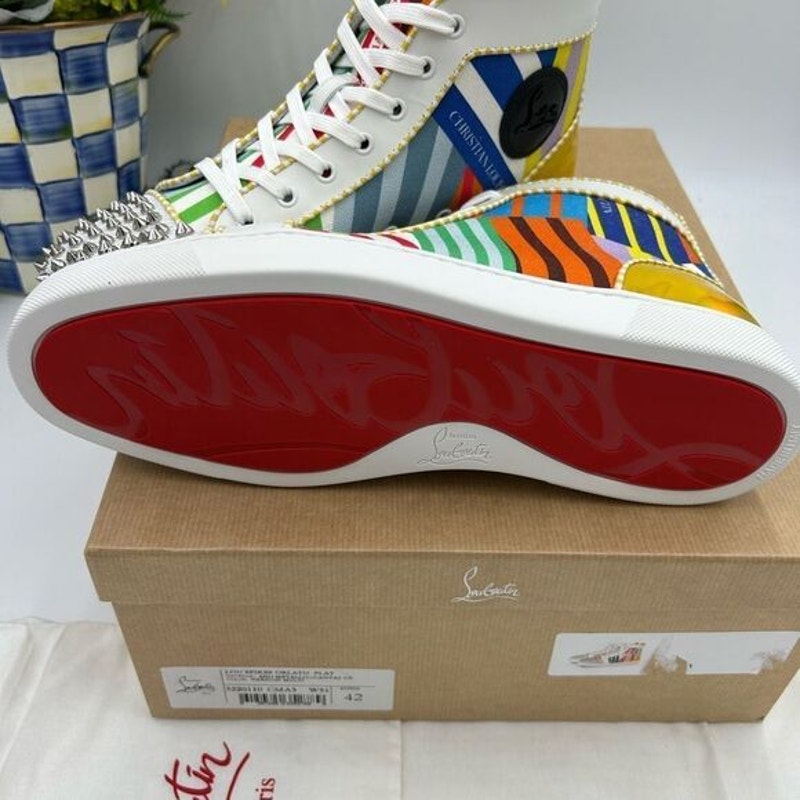 Men’s Christian Louboutin Lou spikes high top sneakers size 42 made in Italy