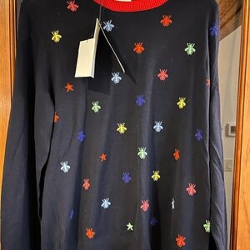 Men's Gucci fine wool intarsia crewneck sweater size XL made in Italy