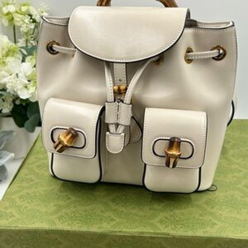 Gucci Leather bamboo backpack made in Italy NWT