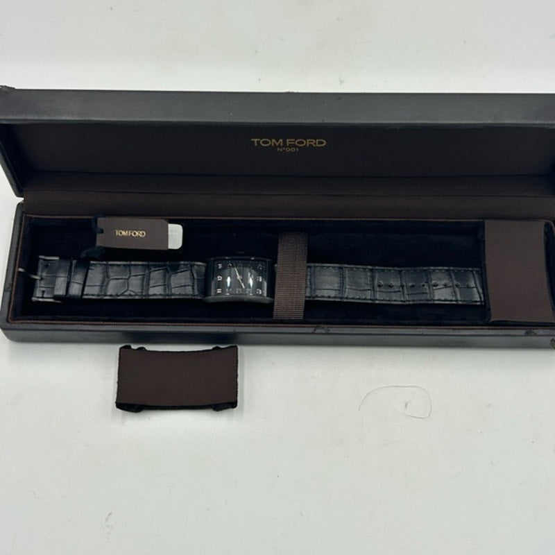 Tom Ford men's N001 Black Leather watch Swiss quartz movement NWT