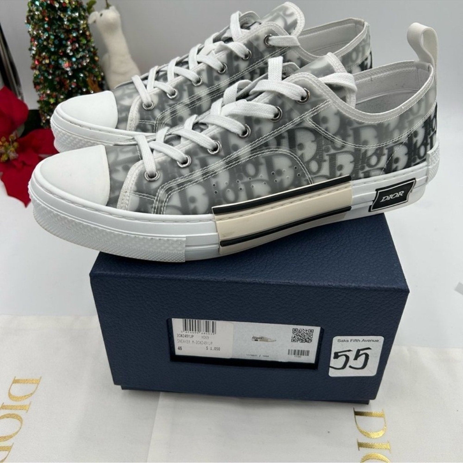 Men's Dior B 23 oblique low top sneakers size 45 made in Italy. PRISTINE