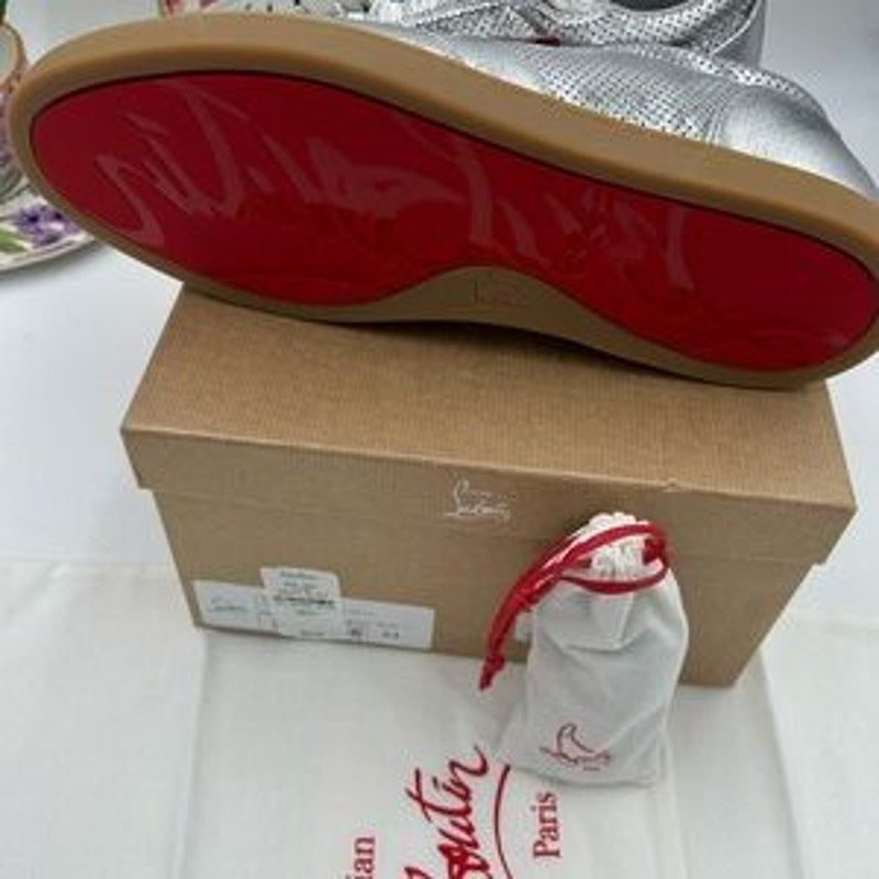 Men's Christian Louboutin TUTTI RUI metallic leather sneakers size 44 made Italy