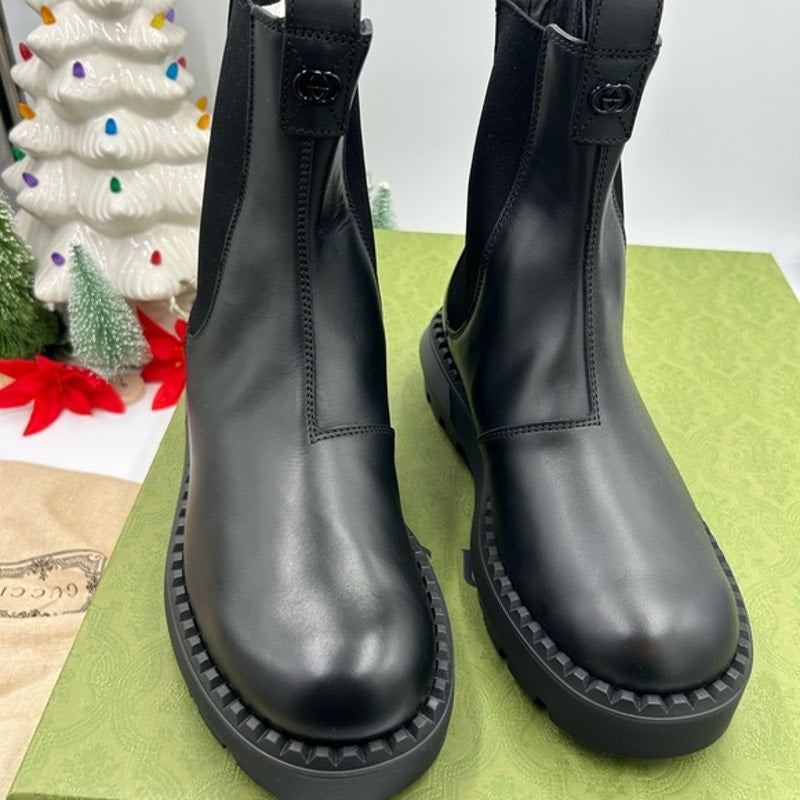 Gucci men's leather Chelsea boots size 7 fits 8 US made in Italy