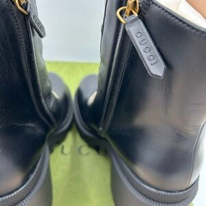 Women's Gucci Supreme ankle boots with rhinestone studded buckles size 41.5