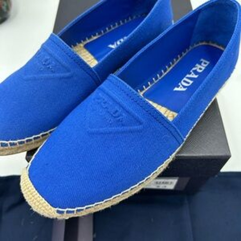 Women's Prada triangle logo canvas espadrille size 7, made in Italy