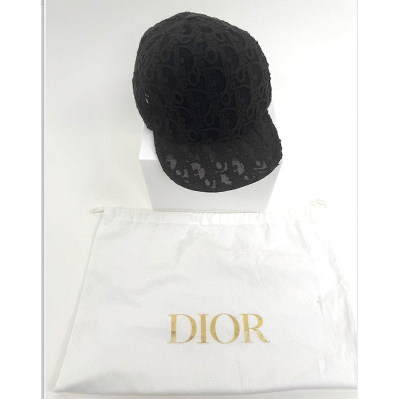 Christian Dior Oblique Technical Tulle Mesh Baseball Cap Black Size L Dust Bag