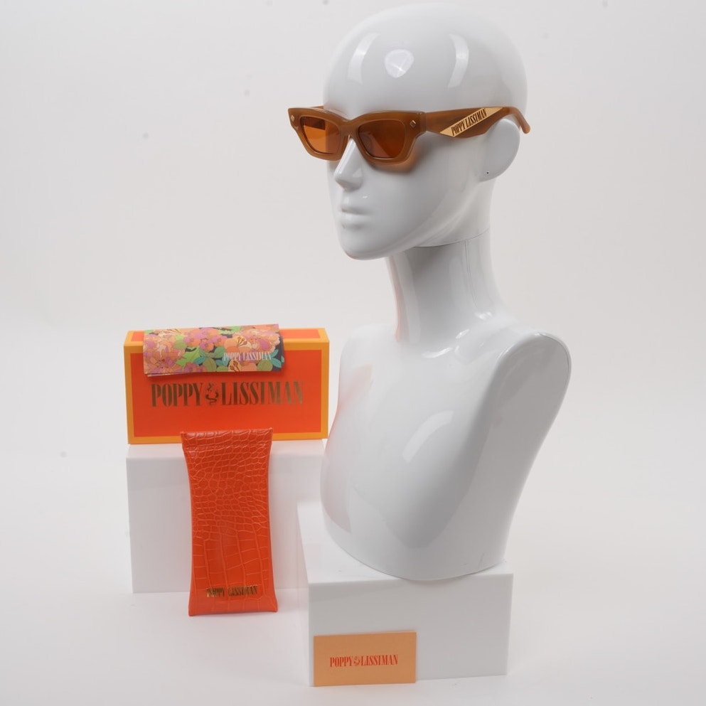 Poppy Lissiman NWT Ren Orange Brown Tortoise Shell Tinted Cat Eye Sunglasses