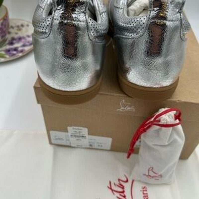 Men's Christian Louboutin TUTTI RUI metallic leather sneakers size 44 made Italy