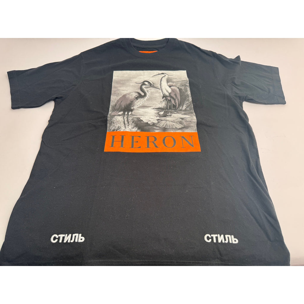 Men's Heron Preston Black 'Heron' Oversized T-Shirt Size M Fits Like A L