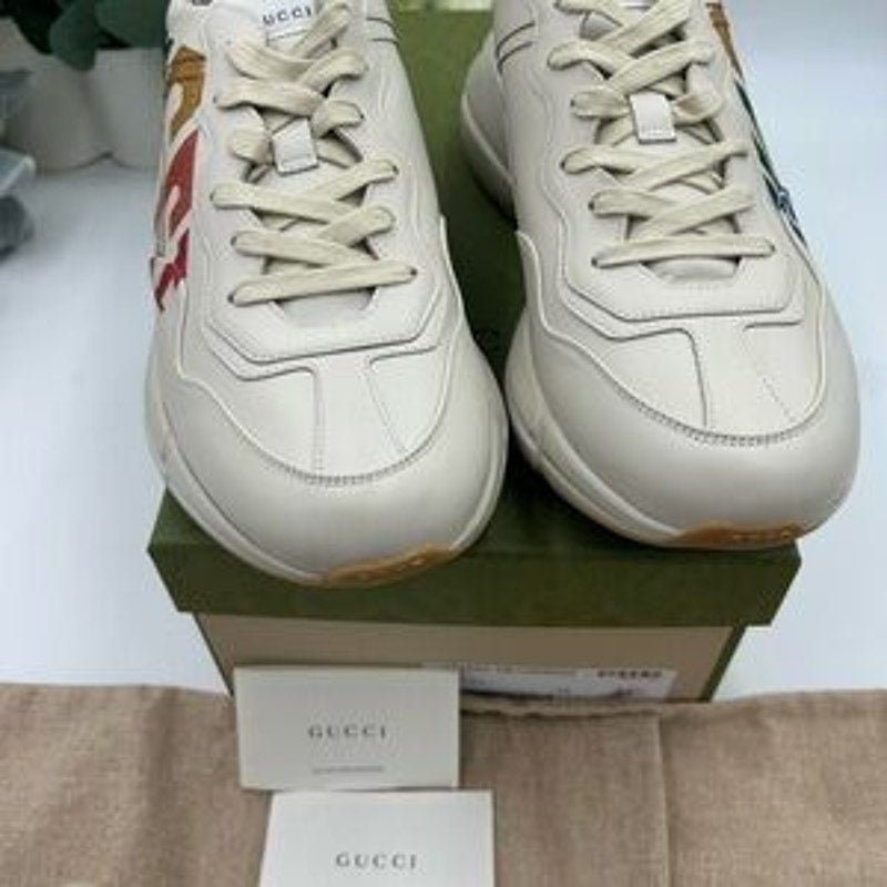 Women's Gucci, leather Rython sneakers with colorful logo size 42 fits 11 US