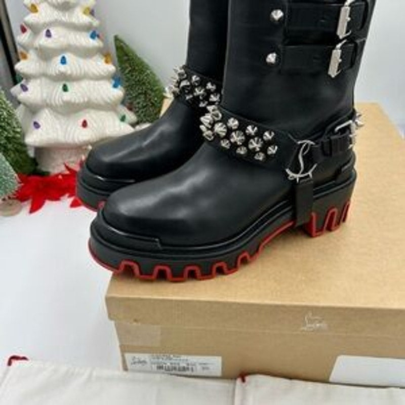 Christian Louboutin women's Dune bike spike Moto boots size 39 made in Italy