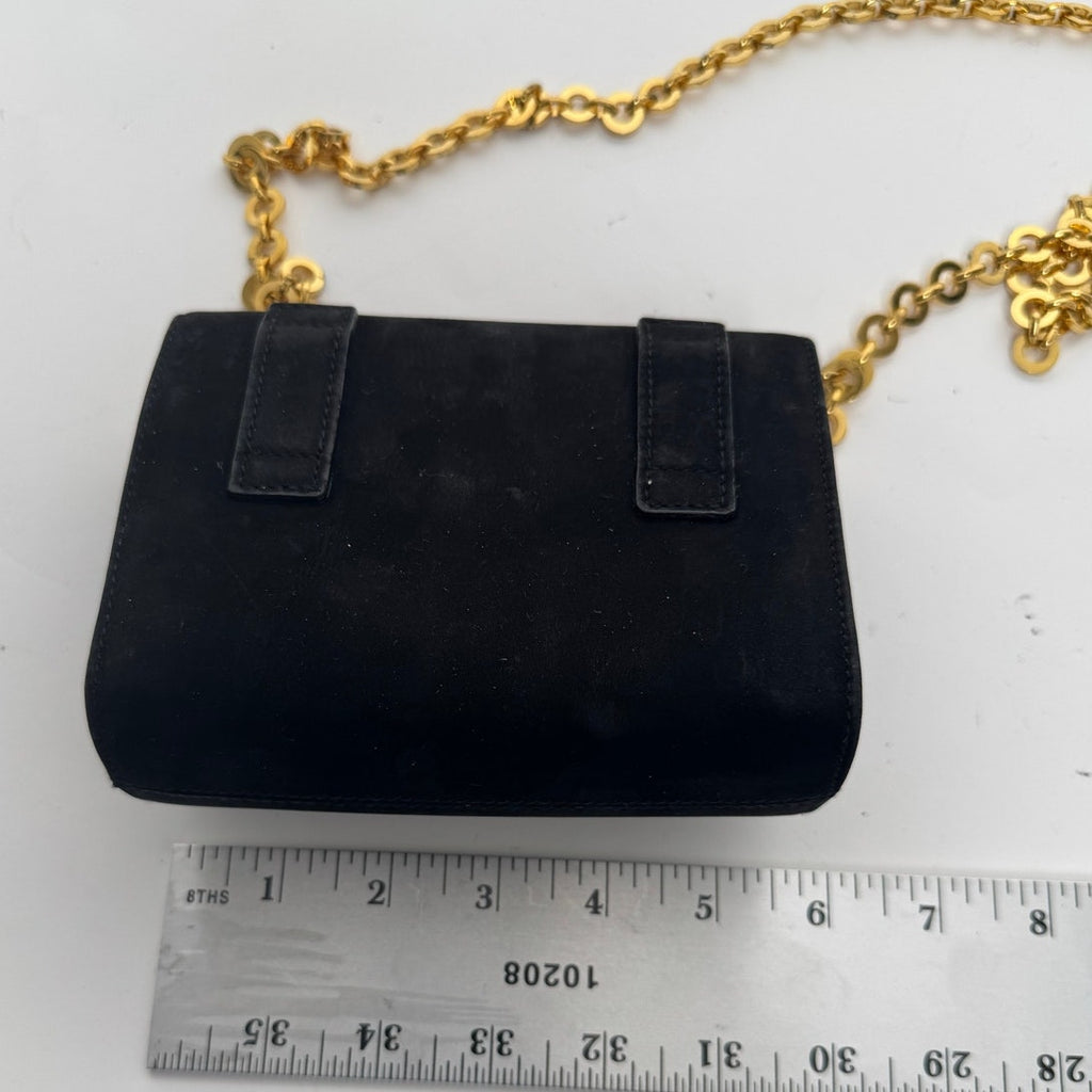 Ferragamo Black Ginny Suede Gold Removable Chain Shoulder Waist Belt Bag