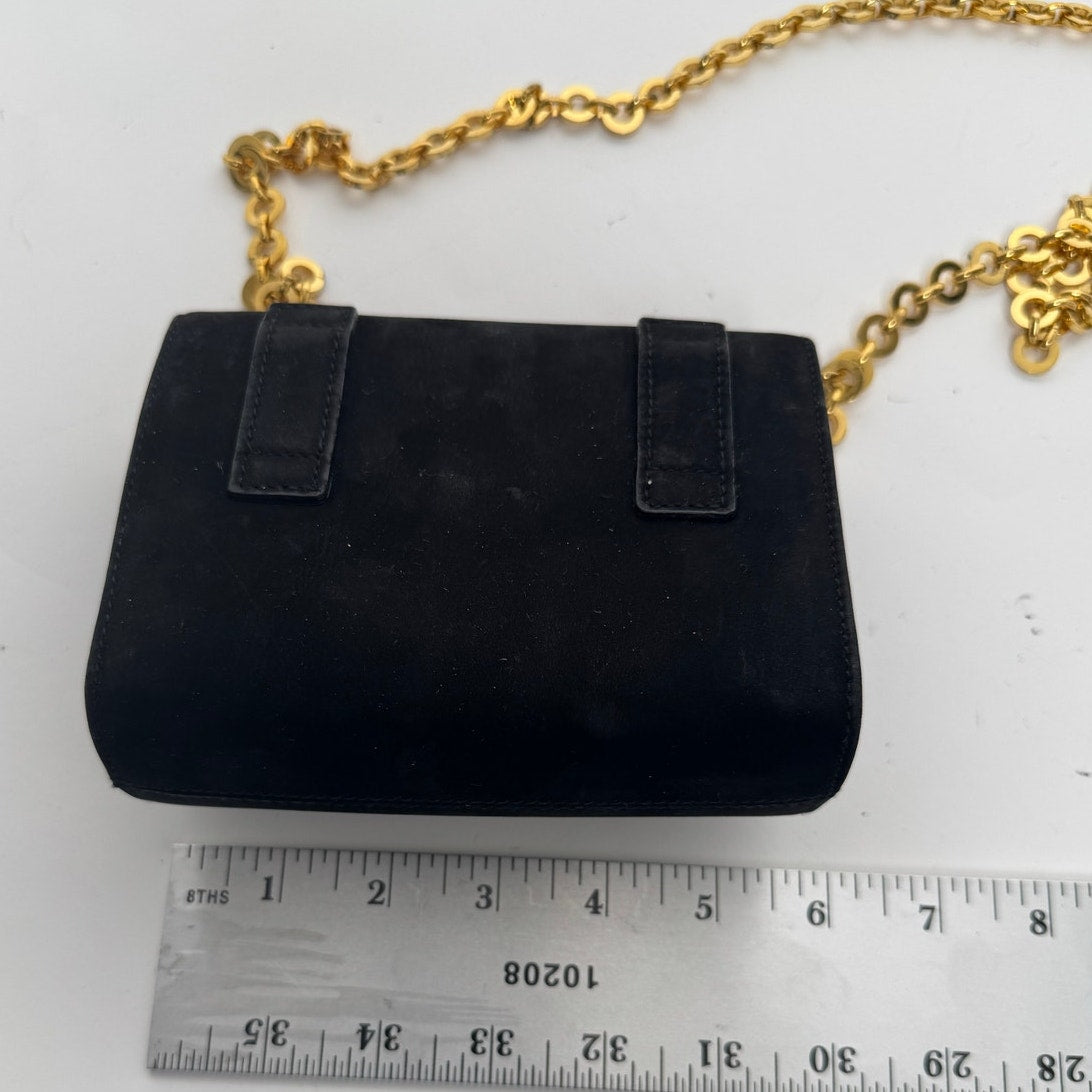 Ferragamo Black Ginny Suede Gold Removable Chain Shoulder Waist Belt Bag