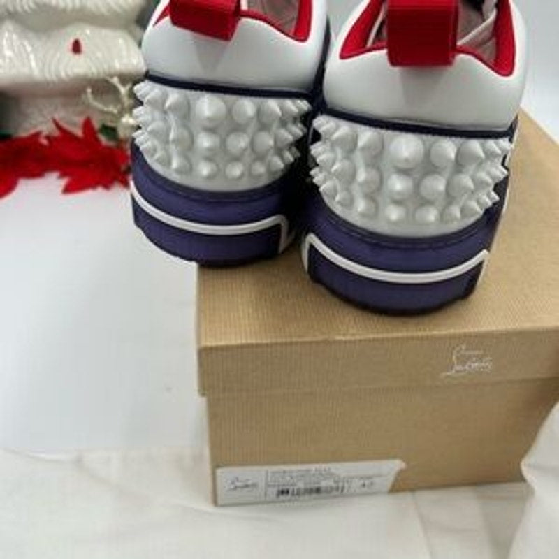 Christian Louboutin ASTROLOUBI low top purple and white leather sneakers size 42