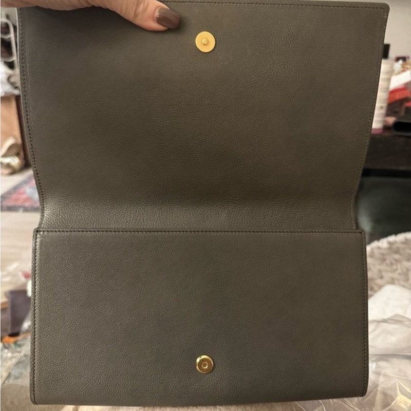 YSL Belle Du Jour grey clutch/ shoulder bag or cross body adding strap or chain