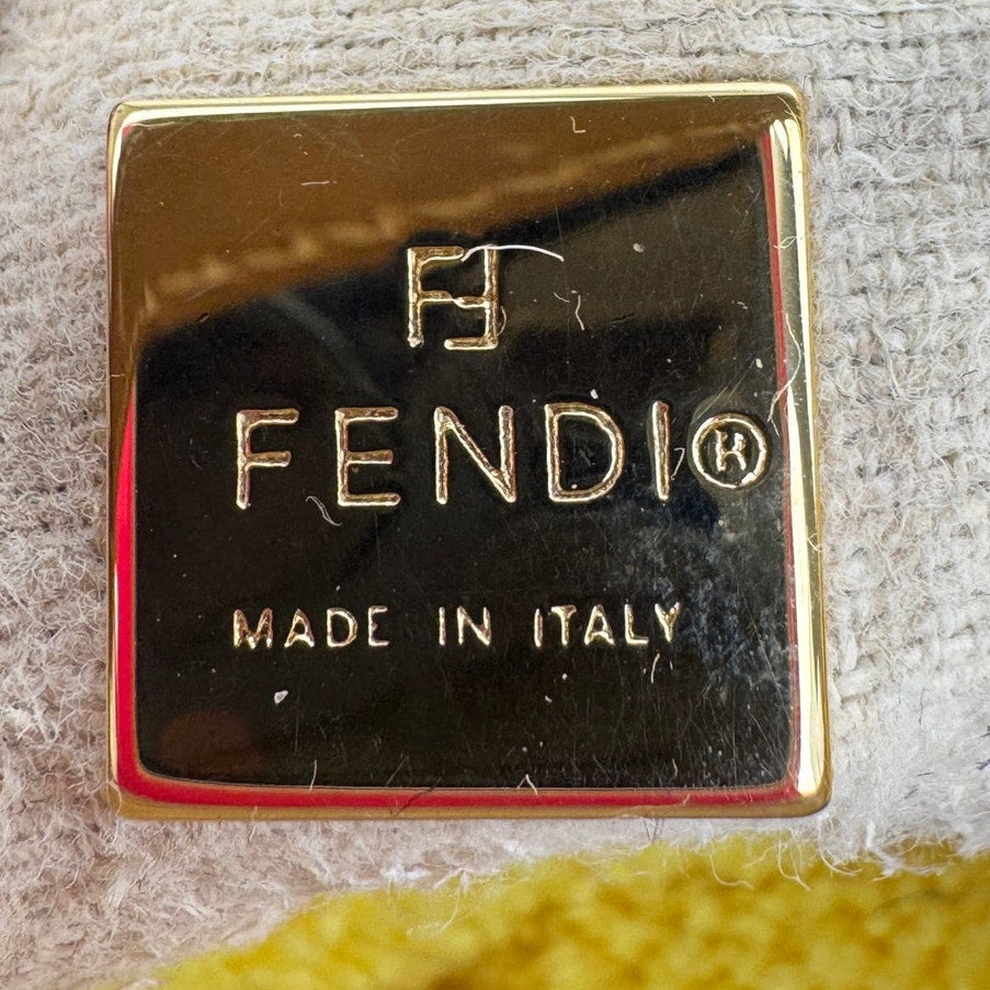 Fendi Green Monogram Open Top Handle Pochette Bag