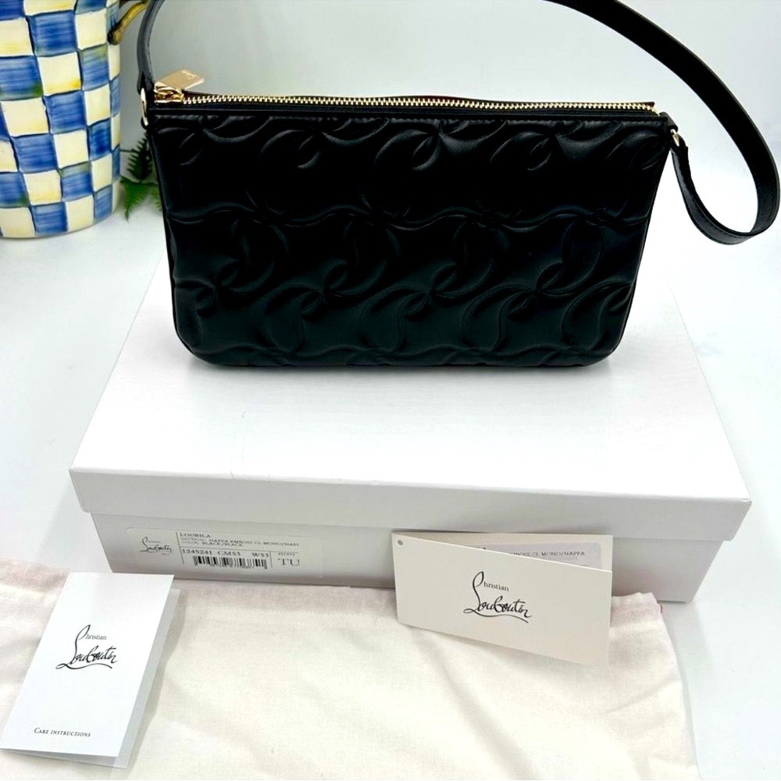 Women's Christian Louboutin shoulder bag CL embossed Napa Leather 
Made in Italy