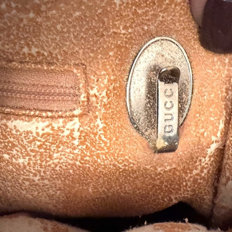 Gucci Tom Ford Brown Leather Silver circular top handle, 2 pocket snap top tote