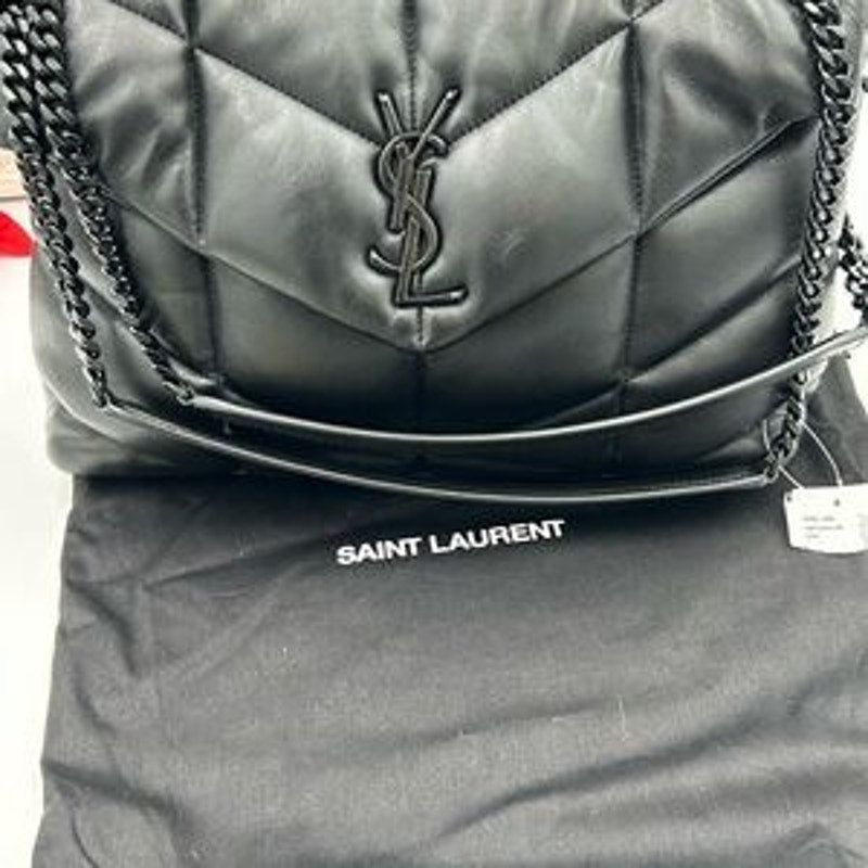 Saint Laurent YSl Black Lou Lou medium Puffer Shoulder Bag made in Italy