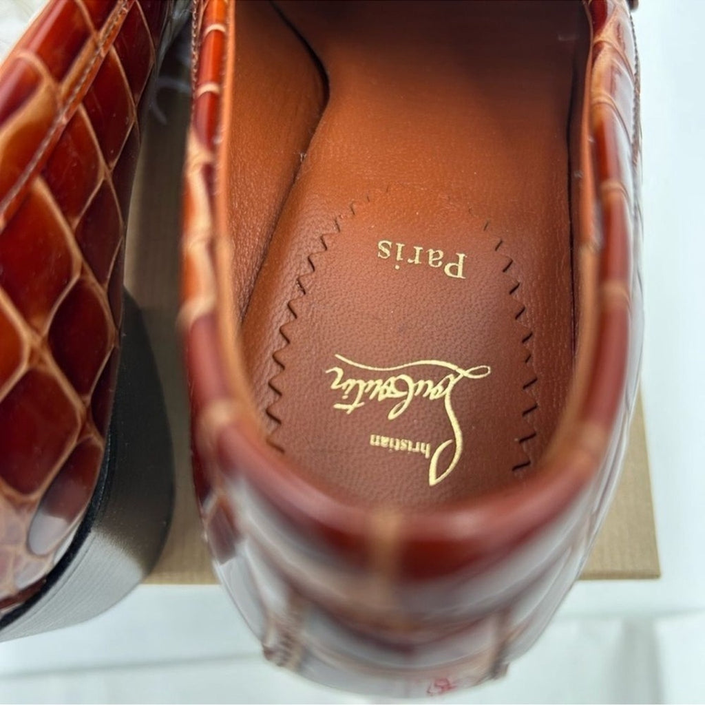 Women's Christian Louboutin, MJ Moc Leather Loafers Size 38.5 
Made in Italy