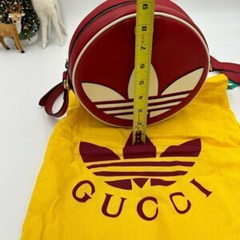 Women’s Gucci X Adidas, GG Marmont round leather shoulder bag made in Italy