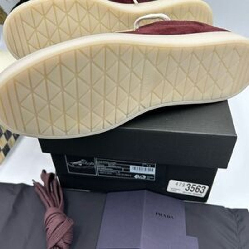 Men's Prada triangle logo suede sneakers size 8.5 US made in Italy