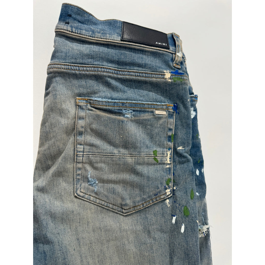 Mens AMIRI mx1 paint splatter light wash patch size 32 immaculate