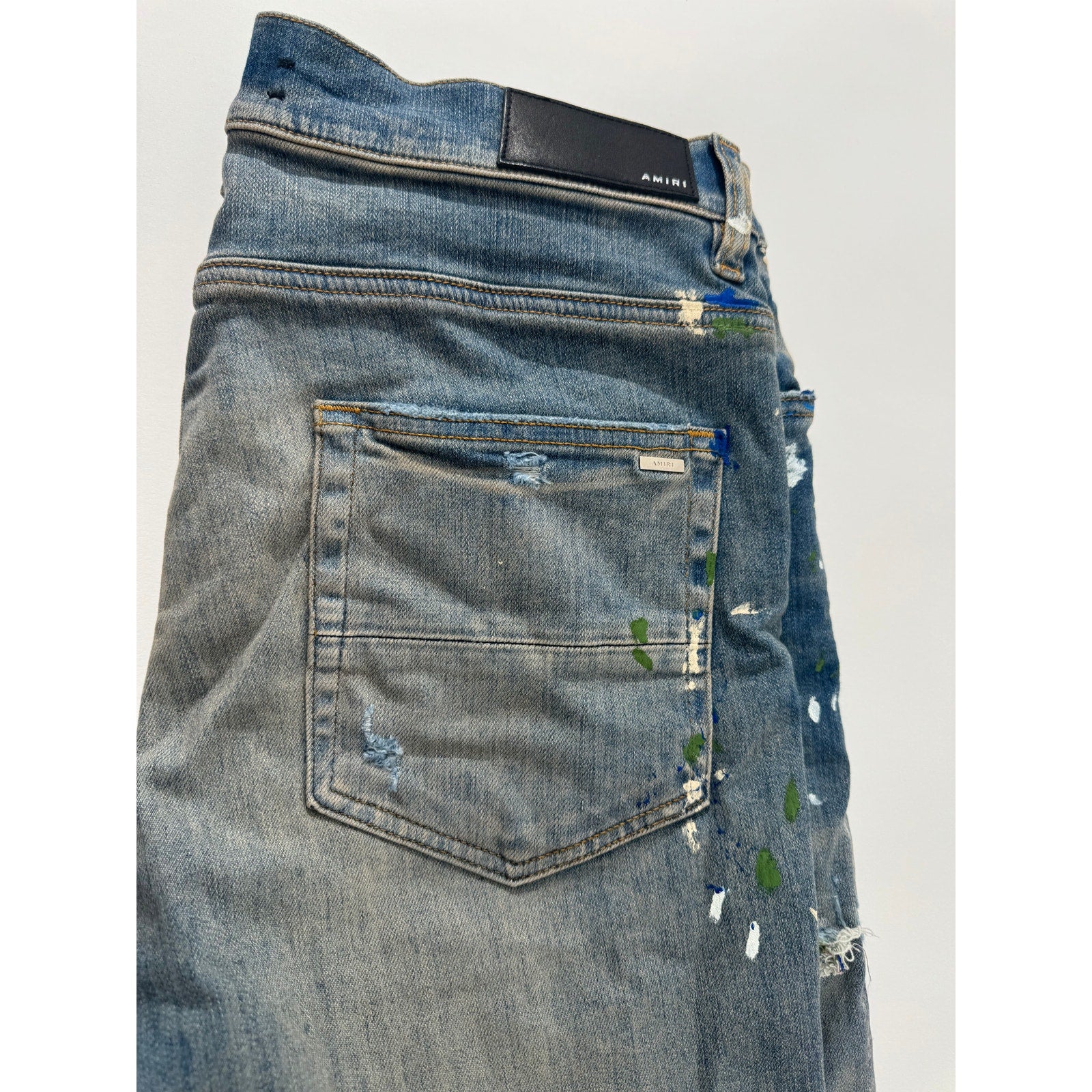 Mens AMIRI mx1 paint splatter light wash patch size 32 immaculate