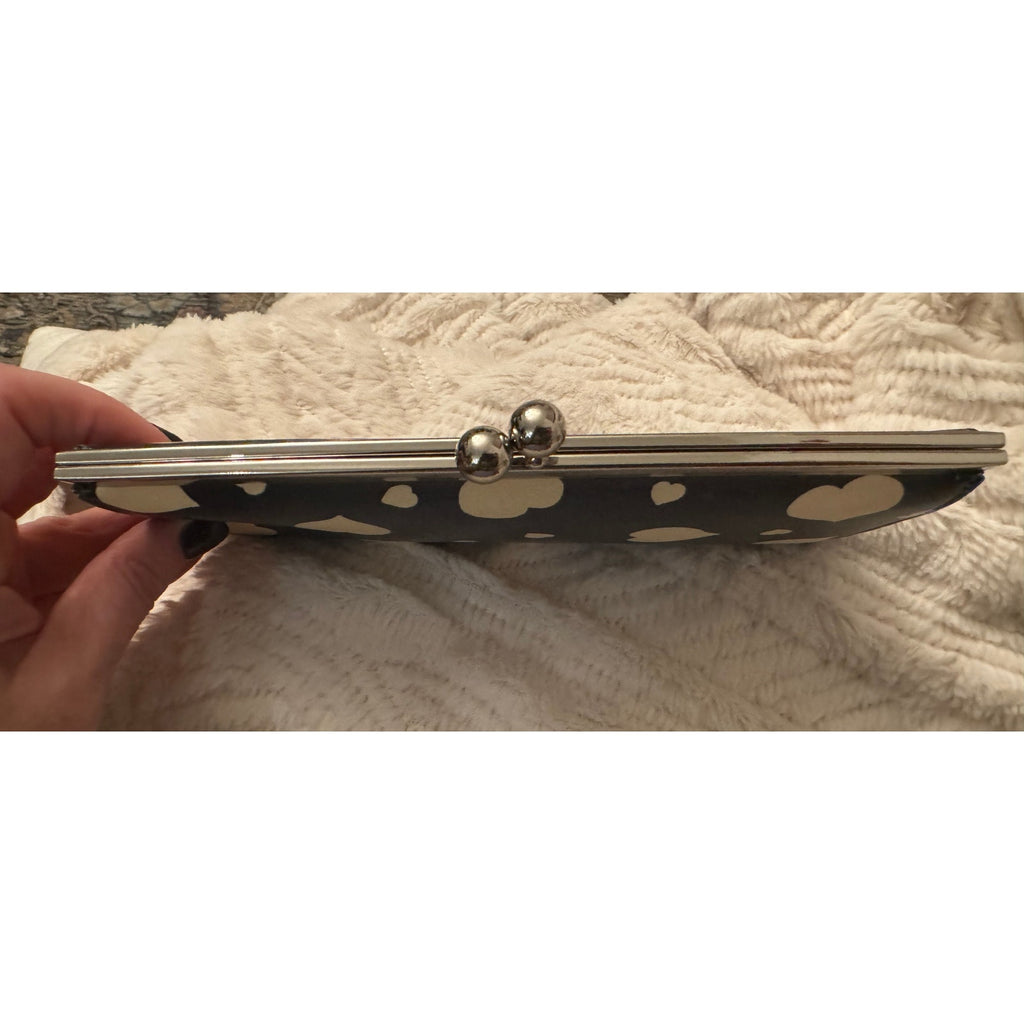 PAUL SMITH Rare Black and Yellow Heart Print Kiss Lock Clutch Bag/Long Wallet