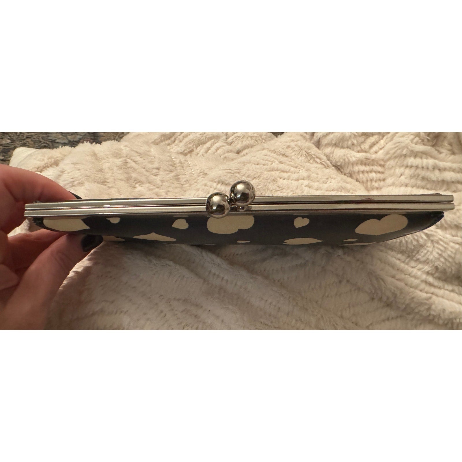 PAUL SMITH Rare Black and Yellow Heart Print Kiss Lock Clutch Bag/Long Wallet