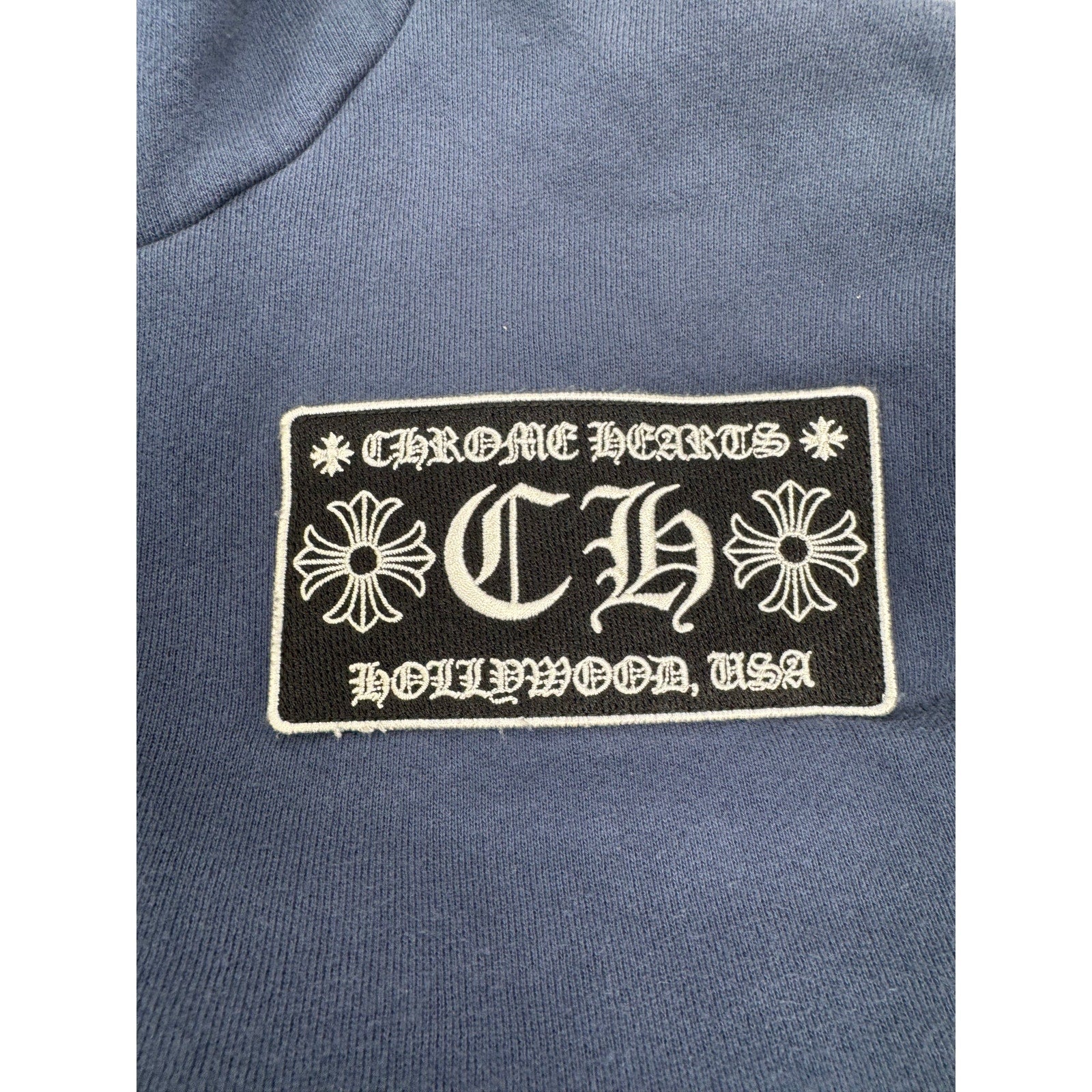 Men's Chrome Hearts Blue Embroidered Zip Front Hoodie Size XXL