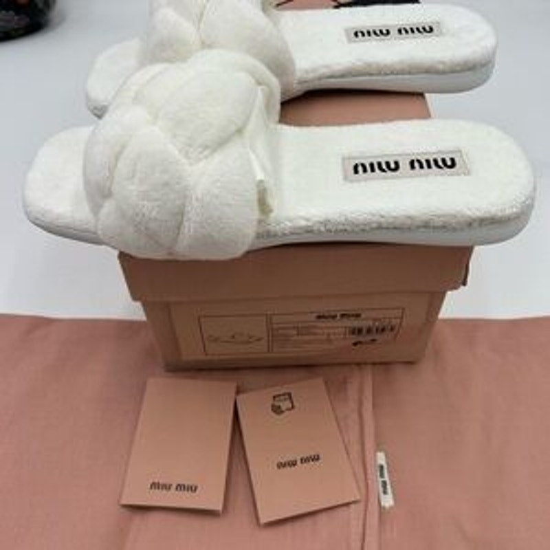 Women's Miu Miu Terry cloth slide sandals size 37.5 made in Italy