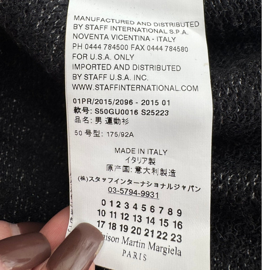 Mens Maison Margiela Wool Blend Leather Elbow Patch Crew Neck Sweatshirt Size 50