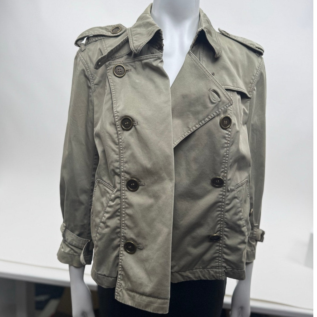 Burberry Brit Women's Khaki Olive-Tone Jacket – Size US 10 (Fits Medium)