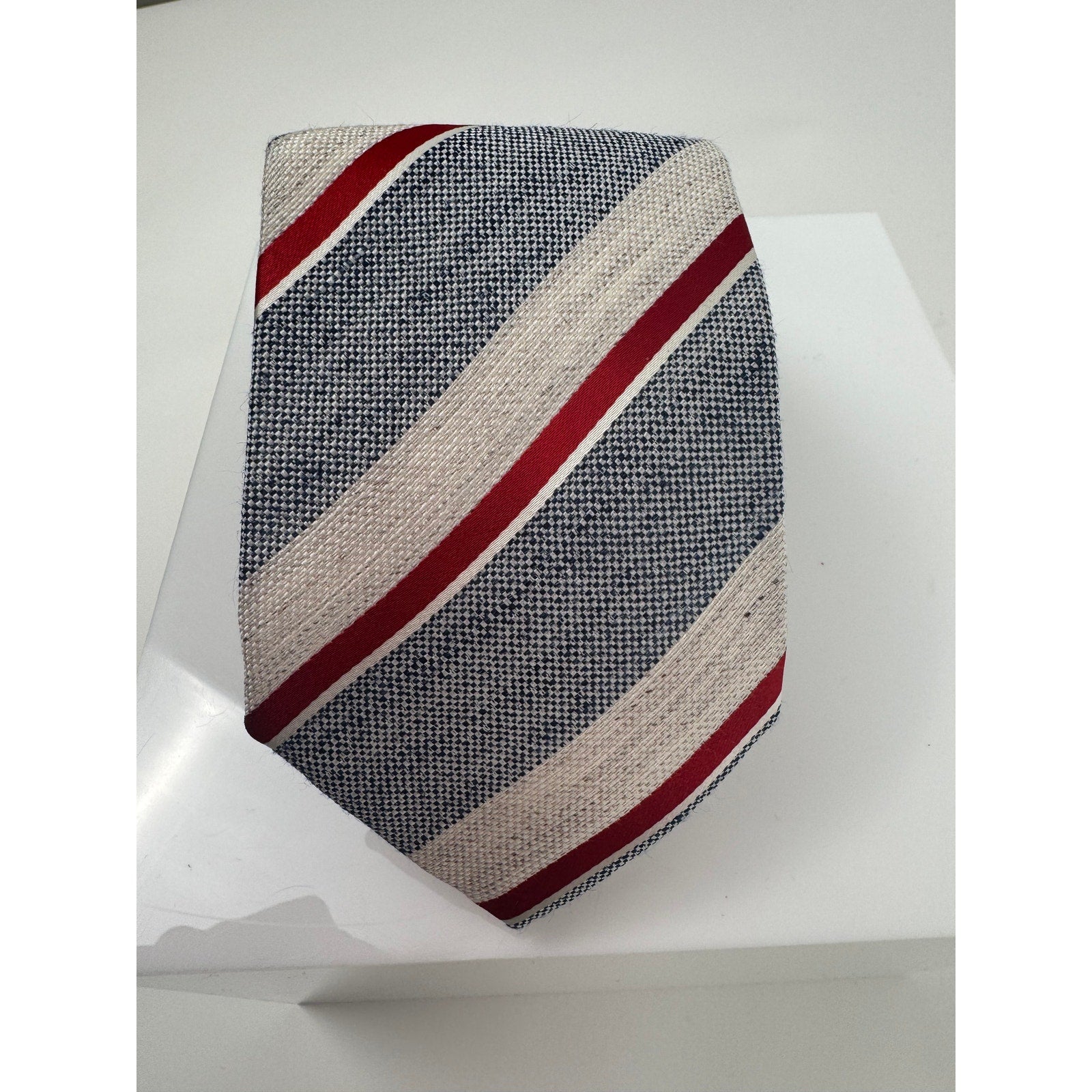 Mattabisch Napoli Striped Multicolor Silk Linen Blend Tie Made in Italy