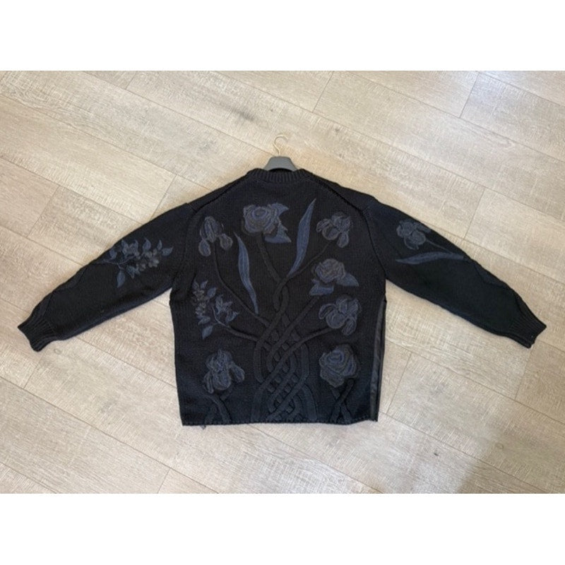 Men's Dior x Sacai NEW Black Wool Cashmere Knit Sweater Size L - Rare