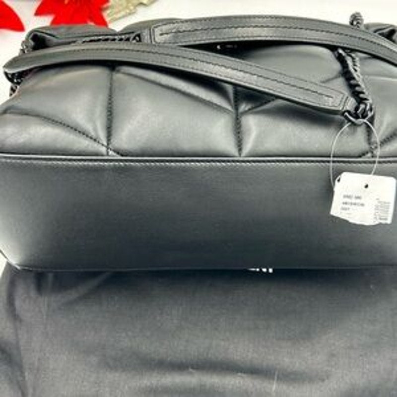 Saint Laurent YSl Black Lou Lou medium Puffer Shoulder Bag made in Italy