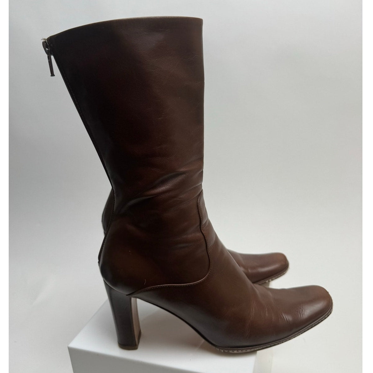Jil Sander Brown Leather Zip-Up Heel Boots – Size 36 / US 6 – Made in Italy