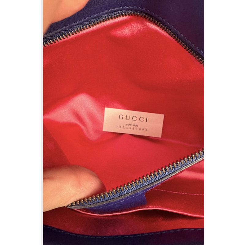 Gucci Medium Marmont Velvet Shoulder Bag - Blue - Antique Gold Hardware
