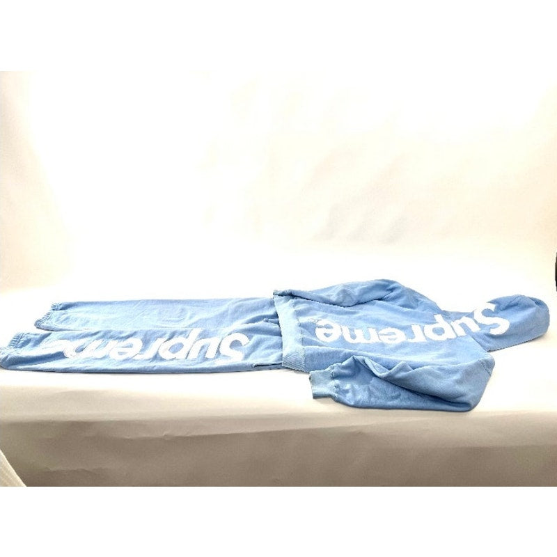 Men's Supreme Baby Blue Satin Appliqué Sweatpants and Hoodie Sweatshirt Size L