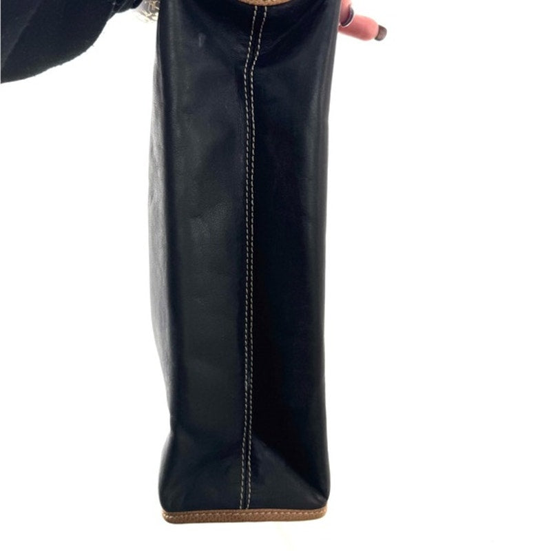 Loewe Black and Tan Leather Clutch