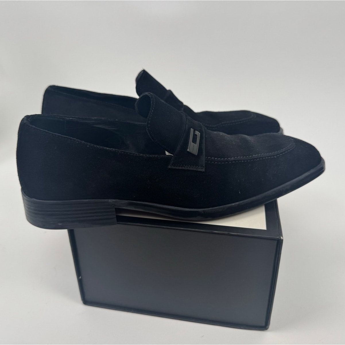 Gucci Unisex Tom Ford Black Suede Slip On Loafers Size M7.5 W9