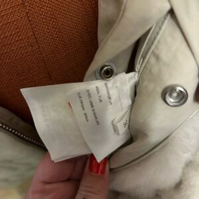 Women's Givenchy reversible dyed lamb fur hooded jacket in 4G pattern 36/4US