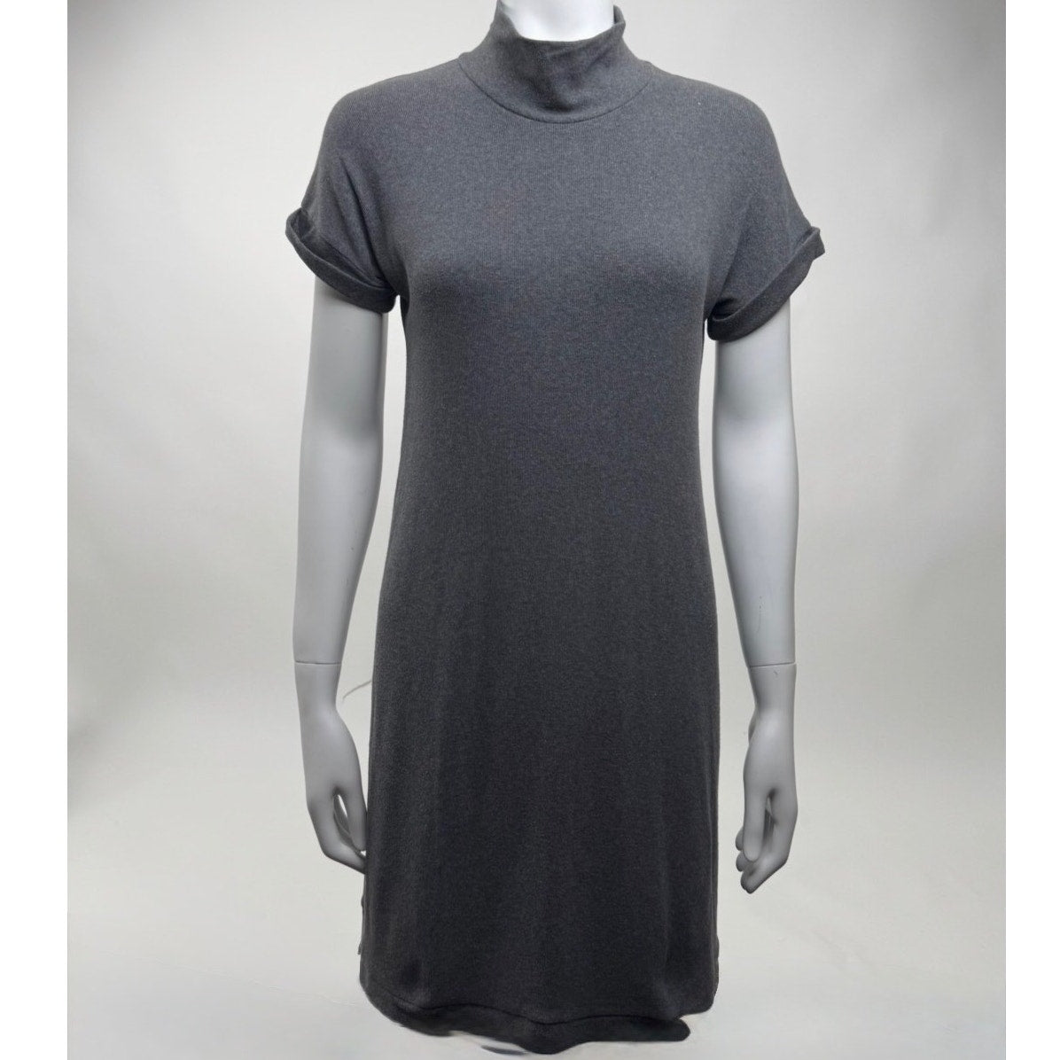 Brunello Cucinelli Grey Knit Mock Turtleneck Mini Dress Size XL Fits Size M