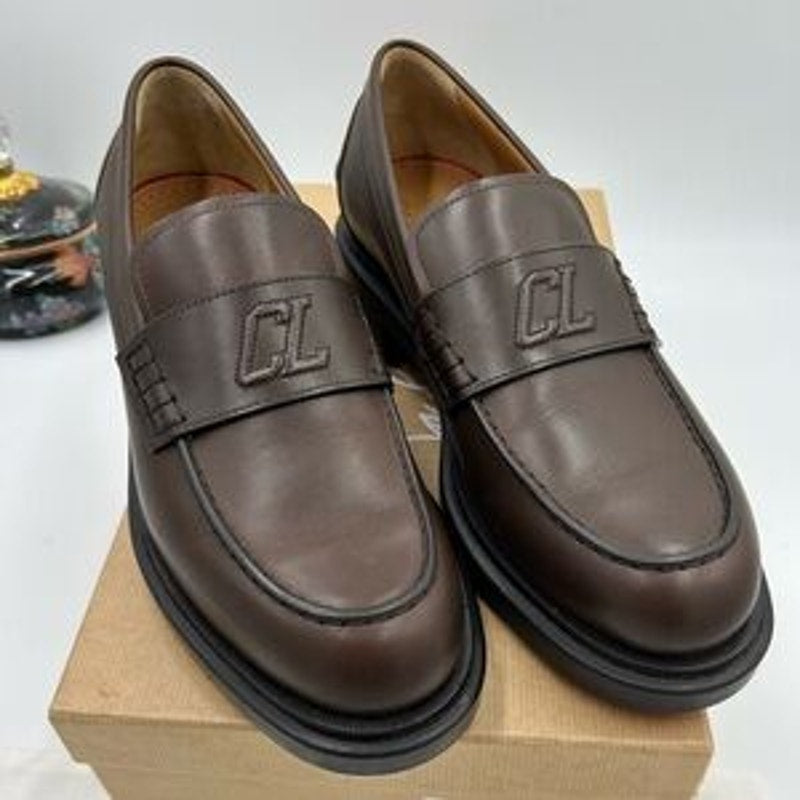 Men's Christian Louboutin Urbino moc Leather logo loafers size 41 made in Italy