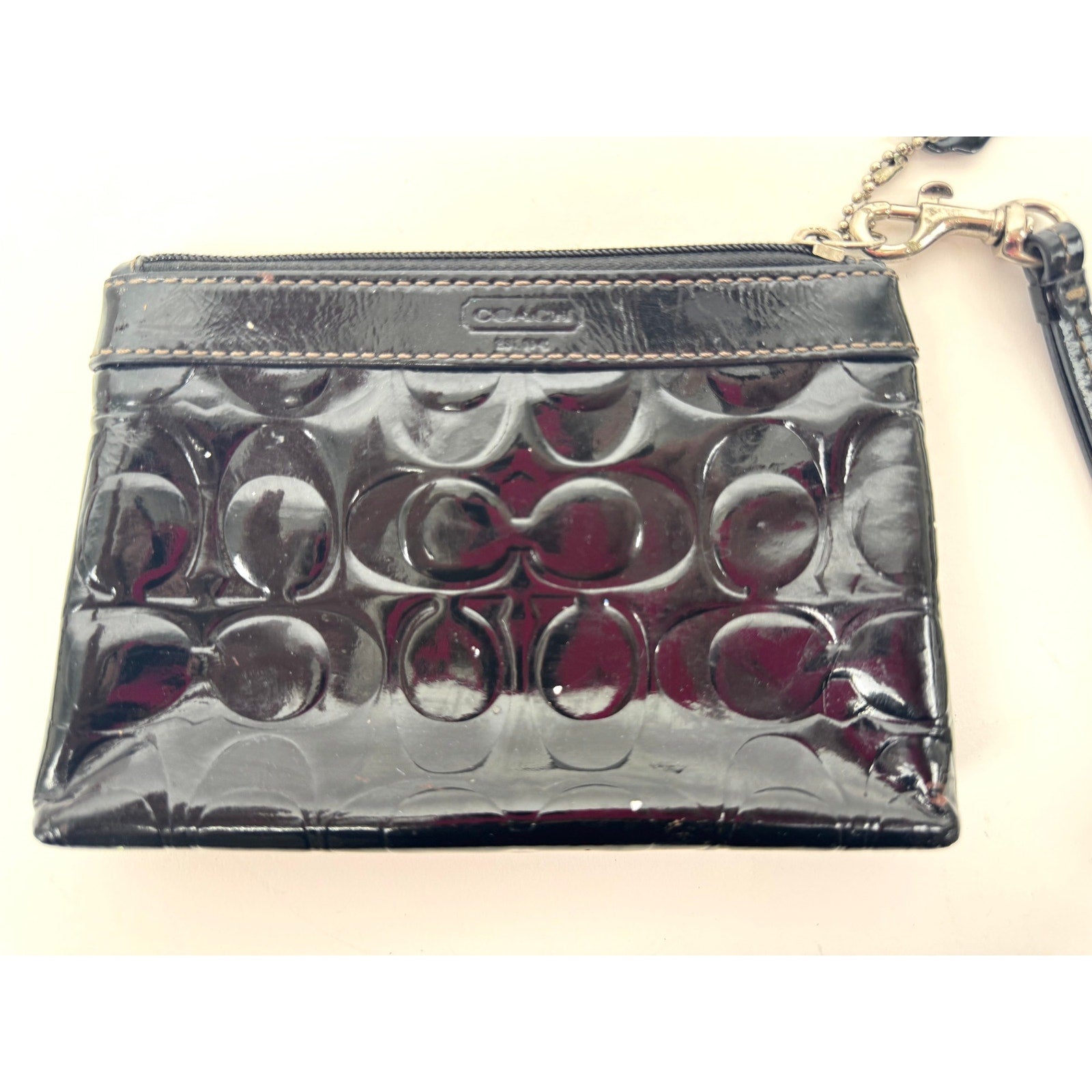 Coach Black Patent Leather Logo Wristlet / Clutch – Multi-Use Second Bag